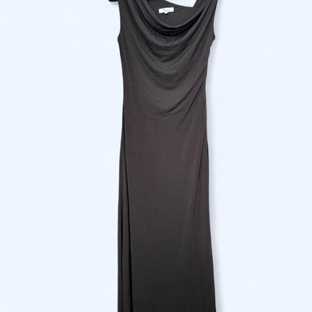 Black cowl neck sleeveless maxi dress